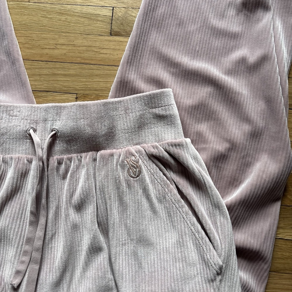 Victoria's Secret On Point Tracksuit Jogger‎ Pants XS Velour Ribbed Cozy Lounge - Picture 4 of 9